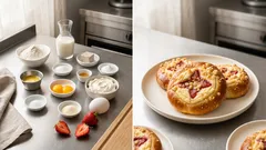 Nadýchané kynuté koláčky s jahodami a tvarohem – drží tvar díky jedné fintě