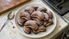 Kakaové linecké rohlíčky s kávovým krémem: křehké cukroví, které se rozleží do chuti