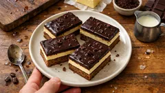 Nanukové řezy s kávovým těstem: jemný krém a čokoládová poleva krok za krokem