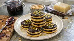 Marcipánová kolečka s džemem a čokoládou: křehké vánoční cukroví, co drží tvar