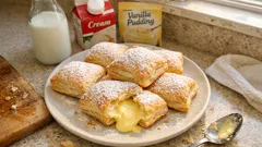 Křupavé polštářky z listového těsta s vanilkovým krémem: hotové jen ze 4 surovin