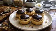 Linecké košíčky s ořechovou náplní – křehké cukroví máčené v tmavé čokoládě