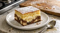 Pudinkový koláč Den a noc s jablky: vláčný, dvoubarevný a krásně drží tvar