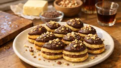 Domácí sušenky s čokoládou a ořechy na talíři