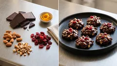 Nepečené čokoládové sušenky s mandlemi a brusinkami: hotové za půl hodiny