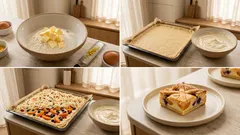 Linecké řezy s tvarohem a ovocem: křehké těsto, pevná náplň a snadné krájení